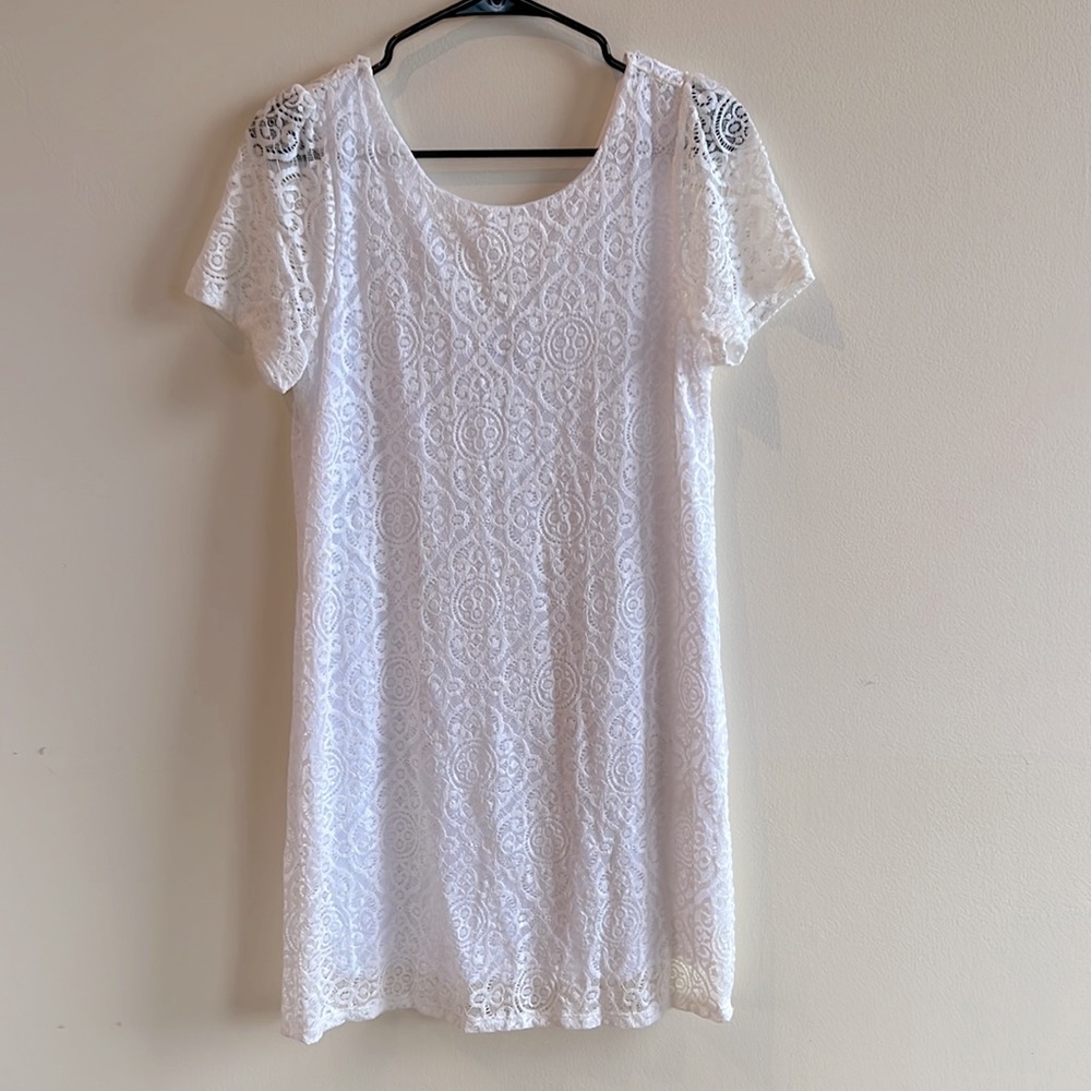 White Lace Overlay Dress